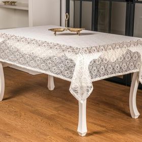Finezza 155x220 cm Yonca Lüx Raşel Dantel Krem Masa Örtüsü