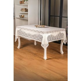 Finezza 155x220 cm Yonca Lüx Raşel Dantel Krem Masa Örtüsü