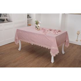 Finezza 160x220 cm 13 Parça 6 Kişilik Estee Dantelli Pamuk Gri Sofra Takımı