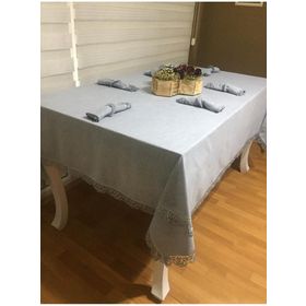 Finezza 160x220 cm 13 Parça 6 Kişilik Estee Dantelli Pamuk Gri Sofra Takımı