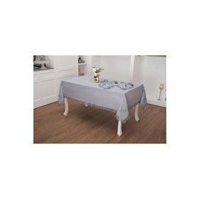 Finezza 160x220 cm 13 Parça 6 Kişilik Estee Dantelli Pamuk Gri Sofra Takımı