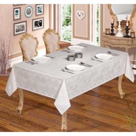 Finezza 160x220 cm Aslı Lüx Jakar Polycotton Kumaş Gri Masa Örtüsü