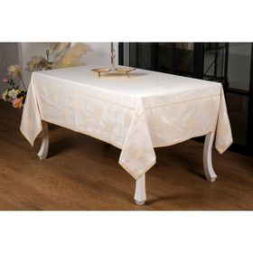 Finezza 160x220 cm Aslı Lüx Jakar TP Polycotton Kumaş Bej Masa Örtüsü