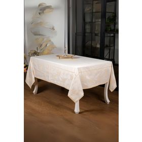 Finezza 160x220 cm Aslı Lüx Jakar TP Polycotton Kumaş Bej Masa Örtüsü