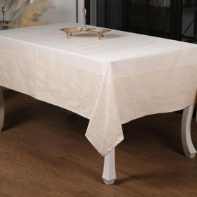 Finezza 160x220 cm Ayda Lüx Jakar Polycotton Bej TP Kumaş Masa Örtüsü