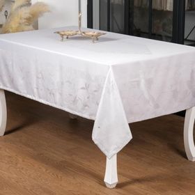 Finezza 160x220 cm Çınar Lüx Jakar Bambu Kumaş Gri Masa Örtüsü