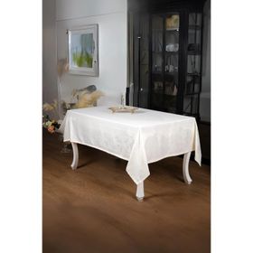 Finezza 160x220 cm Çınar Lüx Jakar Bambu Kumaş Krem Masa Örtüsü