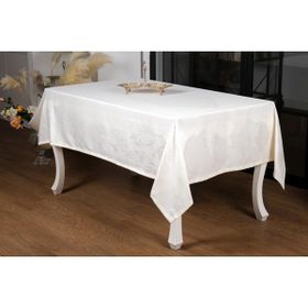 Finezza 160x220 cm Çınar Lüx Jakar Bambu Kumaş Krem Masa Örtüsü