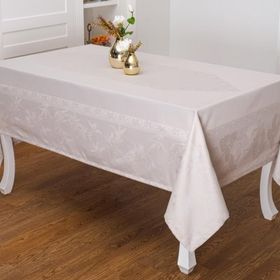 Finezza 160x220 cm Çınar Lüx Jakar Bambu Kumaş Taş Dikdörtgen Masa Örtüsü