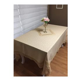Finezza 160x220 cm Duygu Jakar Kumaş Güpürlü Bej Masa Örtüsü