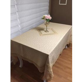 Finezza 160x220 cm Duygu Jakar Kumaş Güpürlü Bej Masa Örtüsü
