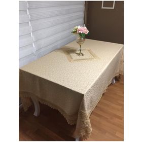 Finezza 160x220 cm Duygu Jakar Kumaş Güpürlü Bej Masa Örtüsü