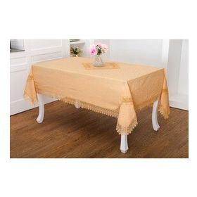 Finezza 160x220 cm Duygu Jakar Kumaş Güpürlü Bej Masa Örtüsü