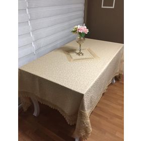 Finezza 160x220 cm Duygu Jakar Kumaş Güpürlü Bej Masa Örtüsü