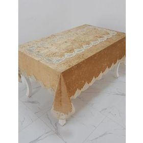 Finezza 160x220 cm Elita Lüx Dantelli Kadife Kumaş Vizon Dikdörtgen Masa Örtüsü