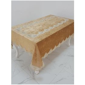 Finezza 160x220 cm Elita Lüx Dantelli Kadife Kumaş Vizon Dikdörtgen Masa Örtüsü