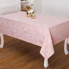 Finezza 160x220 cm İpek Lüx Jakar Polycotton Kumaş Pudra Dikdörtgen Masa Örtüsü