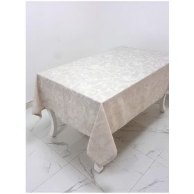 Finezza 160x220 cm İpek Lüx Jakar Polycotton Kumaş Taş Dikdörtgen Masa Örtüsü