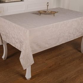 Finezza 160x220 cm İpek Lüx Jakar Polycotton Kumaş Taş Dikdörtgen Masa Örtüsü