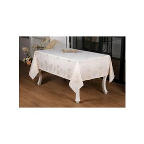 Finezza 160x220 cm Müge Lüx Jakar Kumaş Bej Dikdörtgen Masa Örtüsü