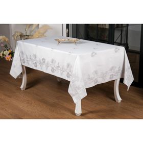 Finezza 160x220 cm Müge Lüx Jakar Kumaş Gri Dikdörtgen Masa Örtüsü