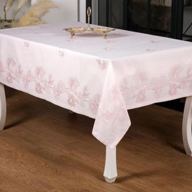 Finezza 160x220 cm Müge Lüx Jakar Kumaş Pudra Dikdörtgen Masa Örtüsü