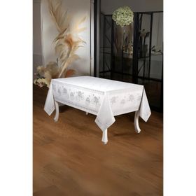 Finezza 160x220 cm Nilüfer Lüx Jakar Kumaş Gri Dikdörtgen Masa Örtüsü