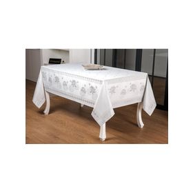 Finezza 160x220 cm Nilüfer Lüx Jakar Kumaş Gri Dikdörtgen Masa Örtüsü