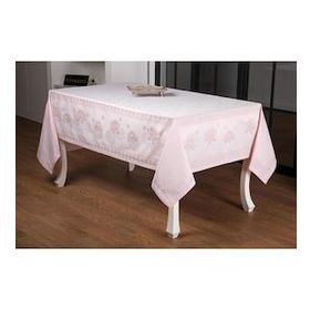 Finezza 160x220 cm Nilüfer Lüx Jakar Kumaş Pudra Dikdörtgen Masa Örtüsü