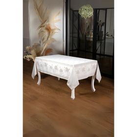 Finezza 160x220 cm Nilüfer Lüx Jakar Kumaş Taş Dikdörtgen Masa Örtüsü