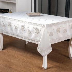 Finezza 160x220 cm Nilüfer Lüx Jakar Kumaş Taş Dikdörtgen Masa Örtüsü