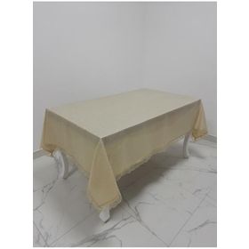 Finezza 160x220 cm Paris Jakarlı Kumaş Güpürlü Bej Dikdörtgen Masa Örtüsü