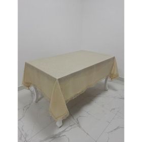 Finezza 160x220 cm Paris Jakarlı Kumaş Güpürlü Bej Dikdörtgen Masa Örtüsü