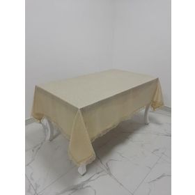 Finezza 160x220 cm Paris Jakarlı Kumaş Güpürlü Bej Dikdörtgen Masa Örtüsü