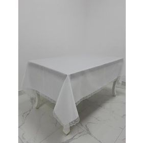 Finezza 160x220 cm Paris Jakarlı Kumaş Güpürlü Beyaz Dikdörtgen Masa Örtüsü