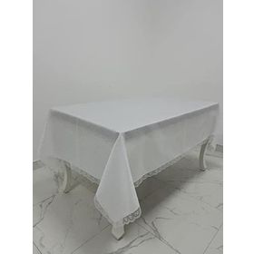 Finezza 160x220 cm Paris Jakarlı Kumaş Güpürlü Beyaz Dikdörtgen Masa Örtüsü
