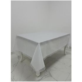 Finezza 160x220 cm Paris Jakarlı Kumaş Güpürlü Beyaz Dikdörtgen Masa Örtüsü