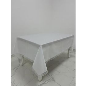 Finezza 160x220 cm Paris Jakarlı Kumaş Güpürlü Beyaz Dikdörtgen Masa Örtüsü