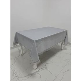 Finezza 160x220 cm Paris Jakarlı Kumaş Güpürlü Gri Dikdörtgen Masa Örtüsü