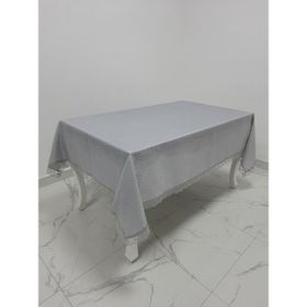Finezza 160x220 cm Paris Jakarlı Kumaş Güpürlü Gri Dikdörtgen Masa Örtüsü