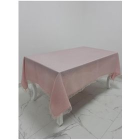 Finezza 160x220 cm Paris Jakarlı Kumaş Güpürlü Pudra Dikdörtgen Masa Örtüsü