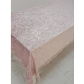 Finezza 160x220 cm Pera Lüx Dantelli Kadife Kumaş Pudra Dikdörtgen Masa Örtüsü