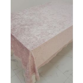 Finezza 160x220 cm Pera Lüx Dantelli Kadife Kumaş Pudra Dikdörtgen Masa Örtüsü