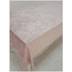 Finezza 160x220 cm Pera Lüx Dantelli Kadife Kumaş Pudra Dikdörtgen Masa Örtüsü