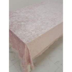 Finezza 160x220 cm Pera Lüx Dantelli Kadife Kumaş Pudra Dikdörtgen Masa Örtüsü