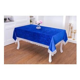 Finezza 160x220 cm Pera Lüx Dantelli Kadife Kumaş Sax Dikdörtgen Masa Örtüsü