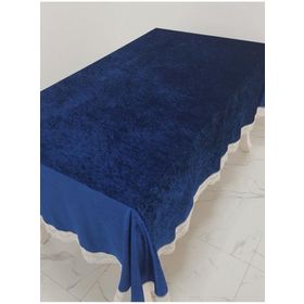 Finezza 160x220 cm Pera Lüx Dantelli Kadife Kumaş Sax Dikdörtgen Masa Örtüsü