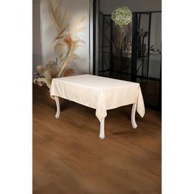 Finezza 160x220 cm Raya Lüx Jakar Bambu Kumaş Bej Dikdörtgen Masa Örtüsü