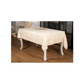 Finezza 160x220 cm Raya Lüx Jakar Bambu Kumaş Bej Dikdörtgen Masa Örtüsü