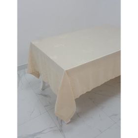 Finezza 160x220 cm Raya Lüx Jakar Bambu Kumaş Bej Dikdörtgen Masa Örtüsü